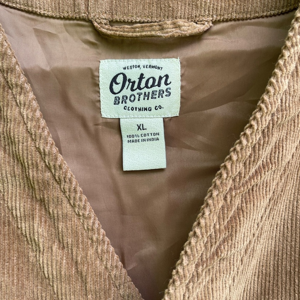 Orton Brothers Mens Vintage Brown Corduroy Vest Barn Cowboy XL - Picture 2 of 5